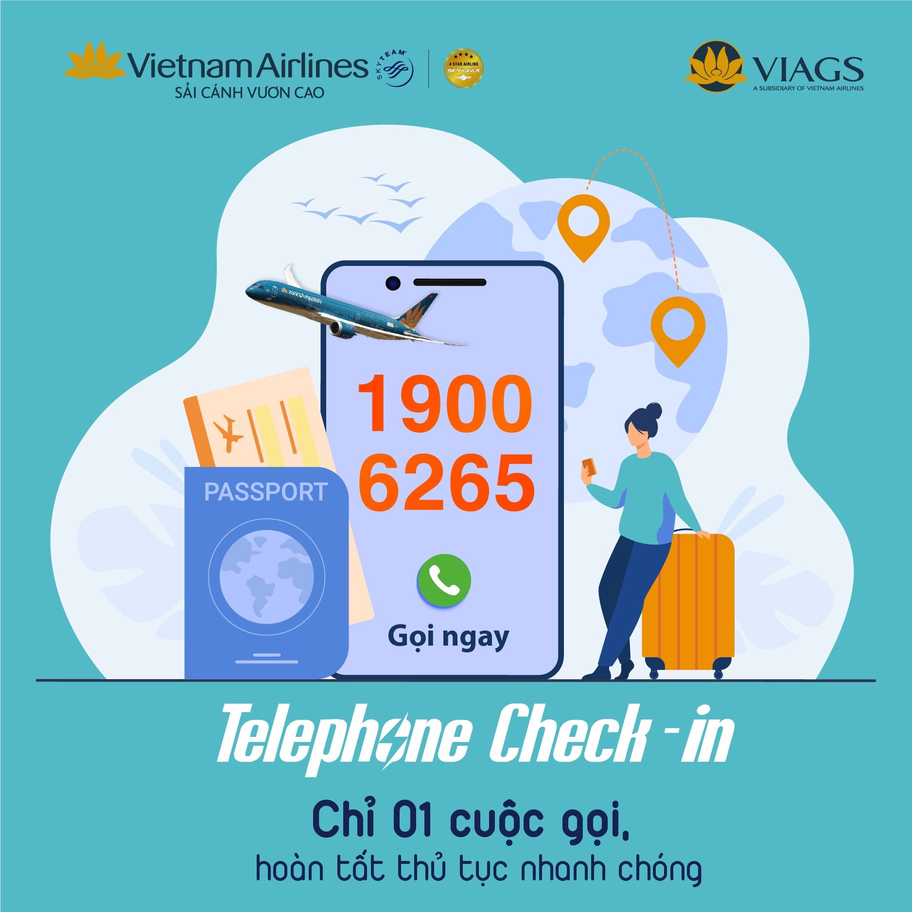 VIAGS - Telephone Check-in: Dịch vụ làm thủ tục qua điện thoại tiện lợi